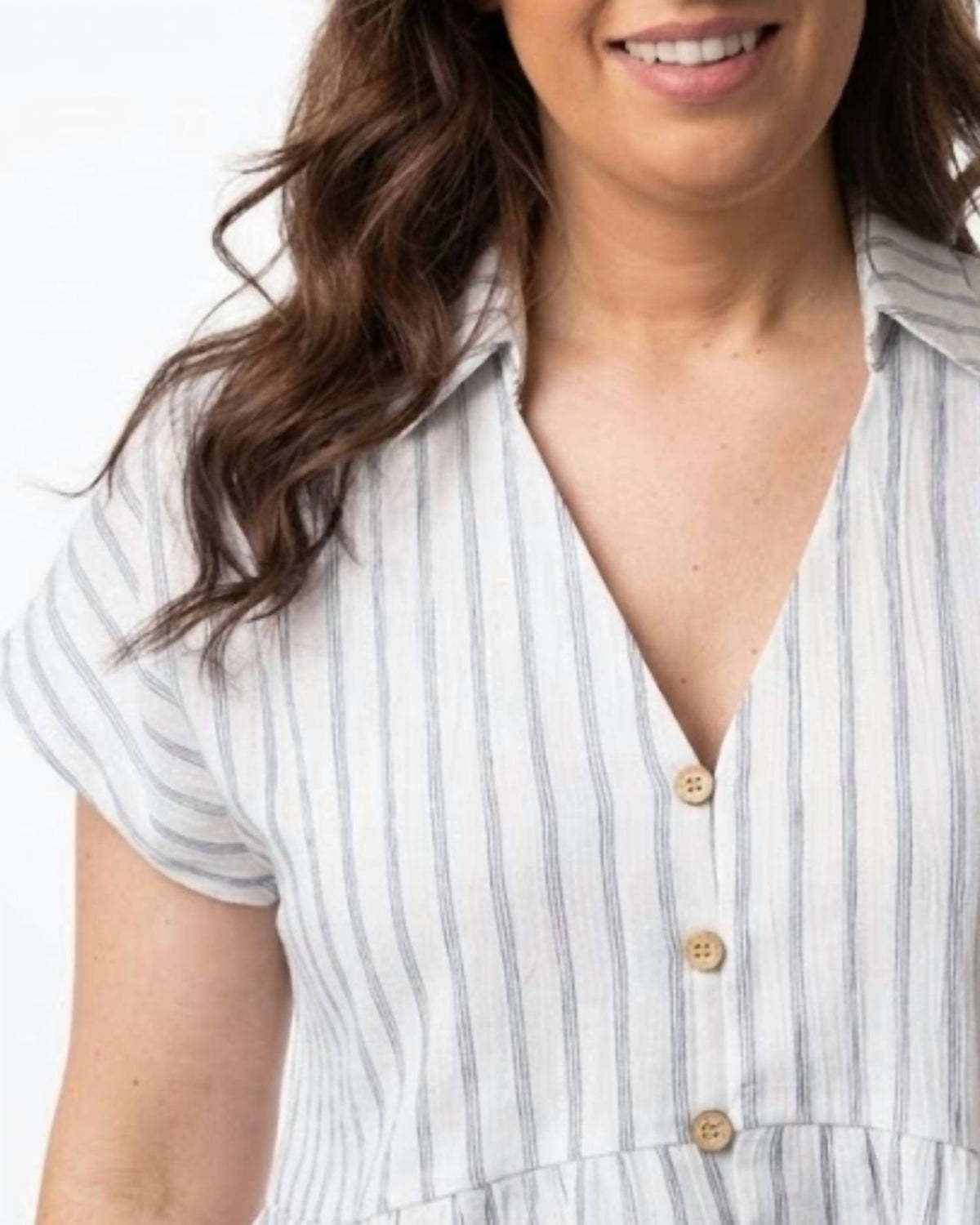 Hem & Thread - Button Front Striped Top
