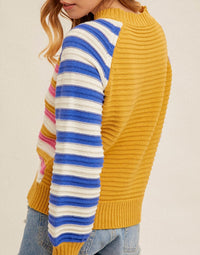 Hem & Thread - Color Block Stripe Sweater - clothing - cotton - blend - crew