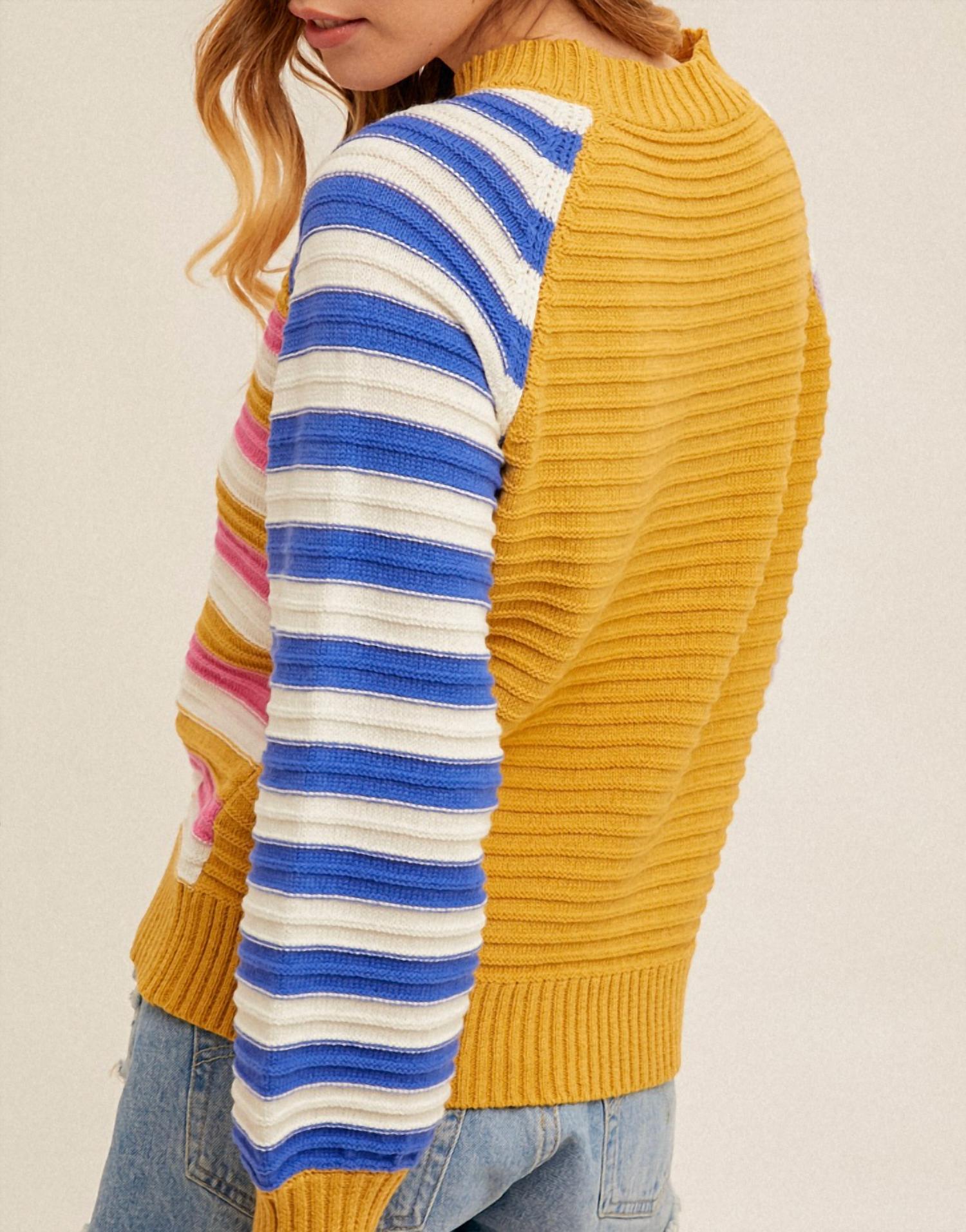Hem & Thread - Color Block Stripe Sweater - clothing - cotton - blend - crew