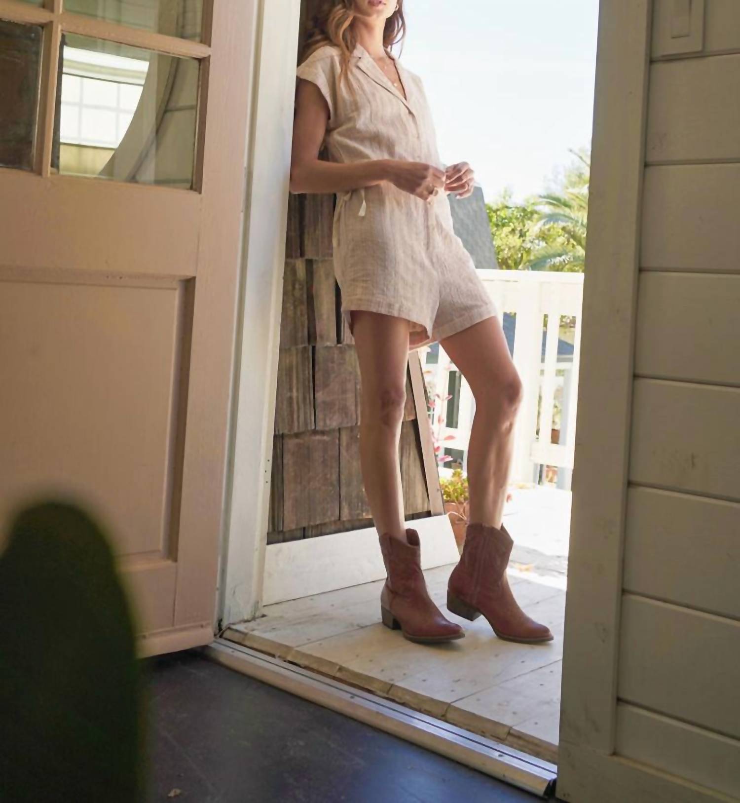 Hem & Thread - Denver Romper - beige - clothing - cotton - blend