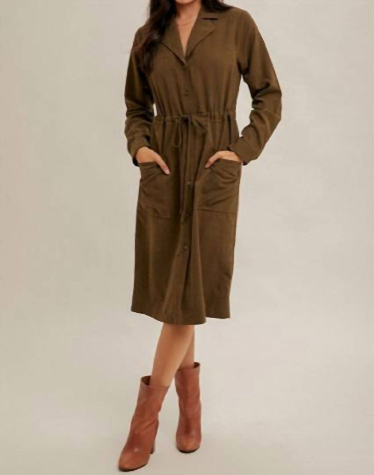 Hem & Thread - FRONT POCKET DRAW STRING WAIST DRESS