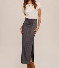 Hem & Thread - Lurex Jersey Slit Hem Maxi Skirt