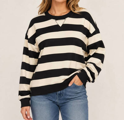 Hem & Thread - Oversized Rugby Stripe Sweatshirt