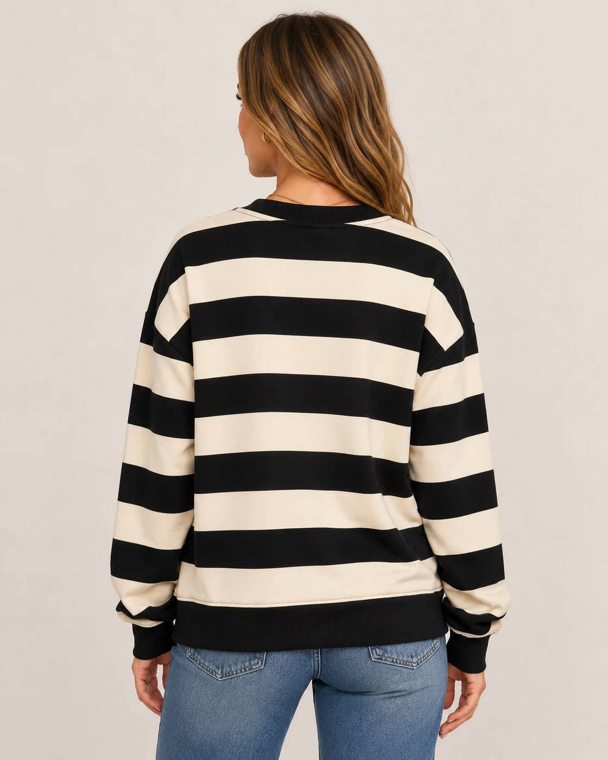 Hem & Thread - Oversized Rugby Stripe Sweatshirt