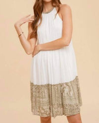 Hem & Thread - Patchwork Print Mix Tiered Mini Dress