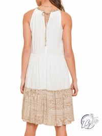 Hem & Thread - Patchwork Print Mix Tiered Mini Dress