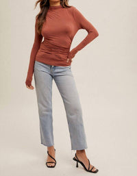 Hem & Thread - Ruched And Ready Top - blouses - brown - clothing