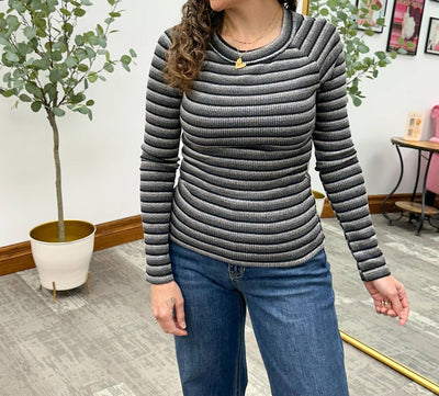 Hem & Thread - Striped Raglan Sleeve Sweater