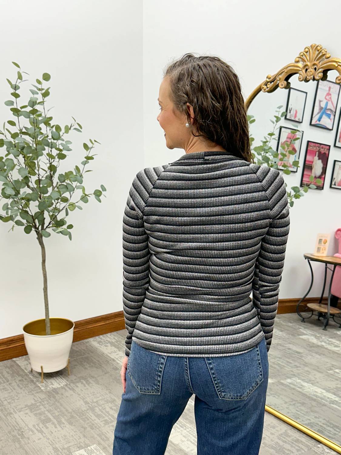 Hem & Thread - Striped Raglan Sleeve Sweater