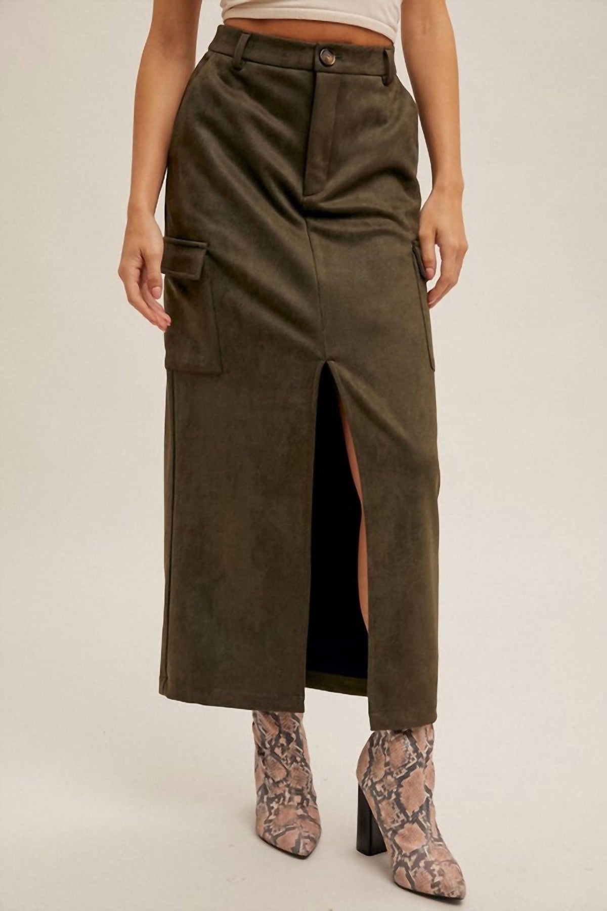 Hem & Thread - Women's Suede Midi Skirt