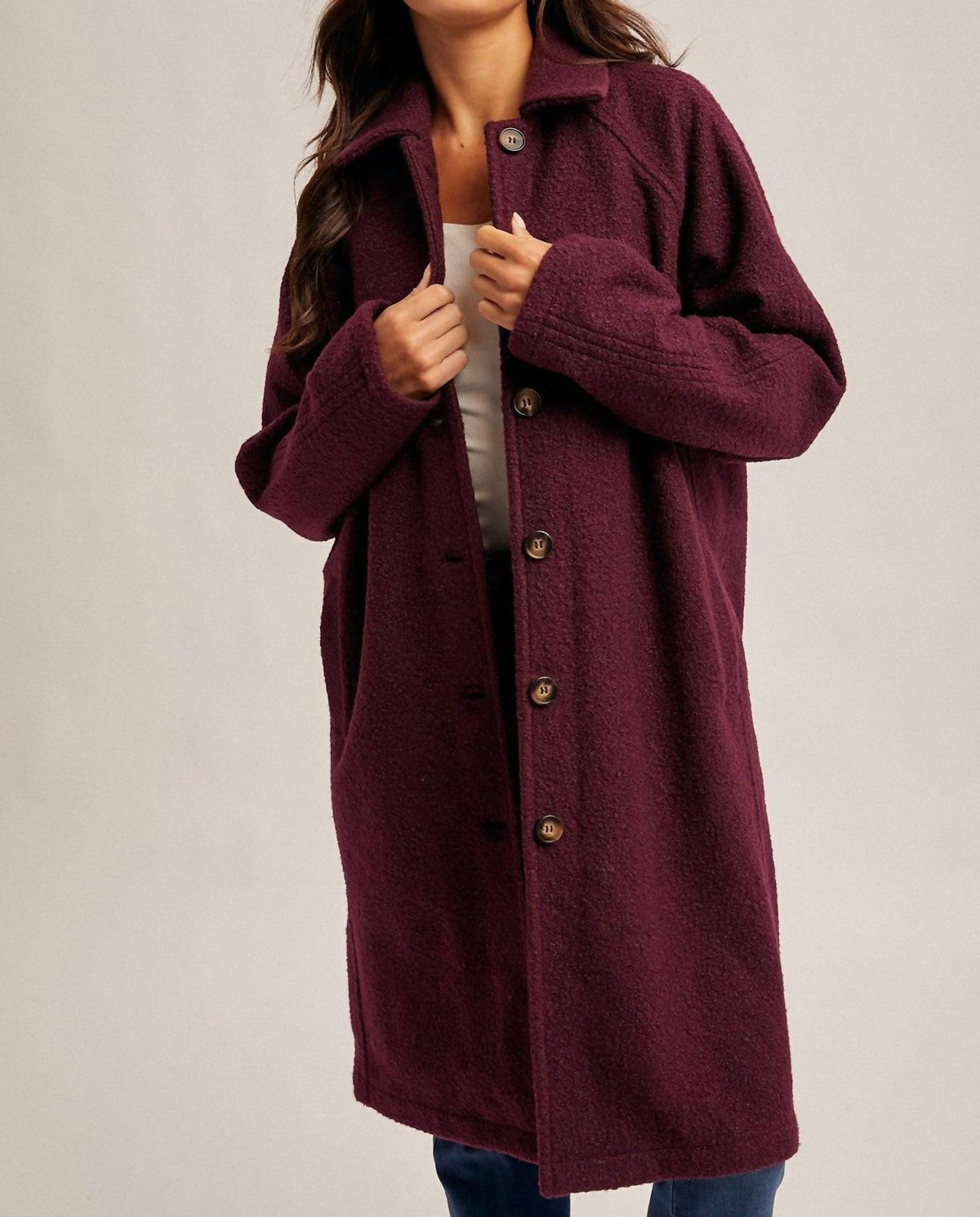 Hem & Thread - Teddy Textured Button Down Coat