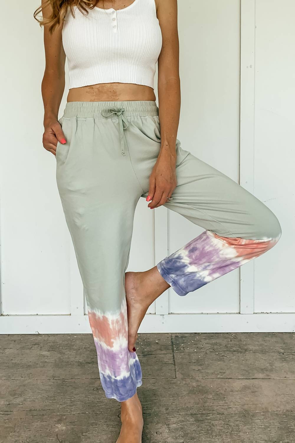Hem & Thread - Tiara Tie Dye Jogger Sweatpants - clothing - cotton - green