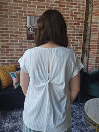 Hem & Thread - Twisted Back Short Sleeve Stripe Blouse