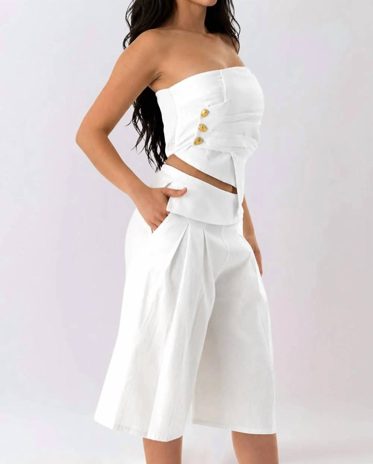 Her Bottari - Button-Up Strapless Bandeau Top