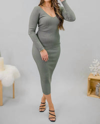 Hera Collection - Seduction Ribbed Allure Dress - clothing - dresses - green