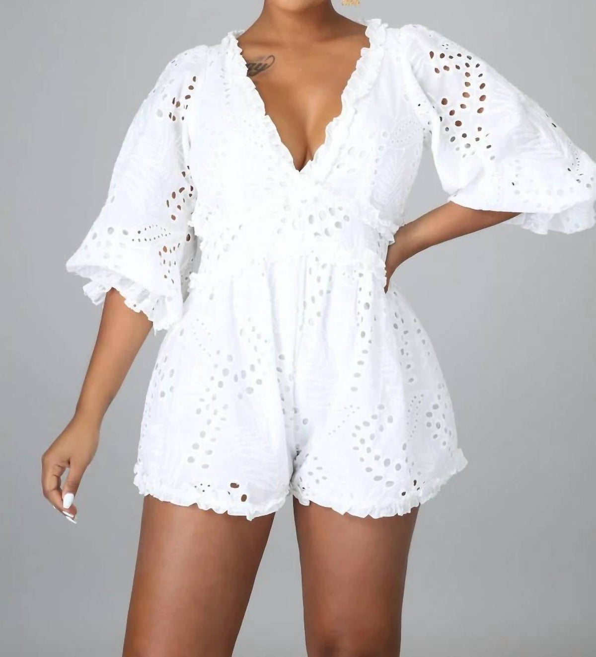Hers & Mine - Chanelle Eyelet Embroidered Romper
