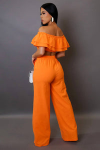 Hers & Mine - Malvina Ruffle Crop Top Pant Set