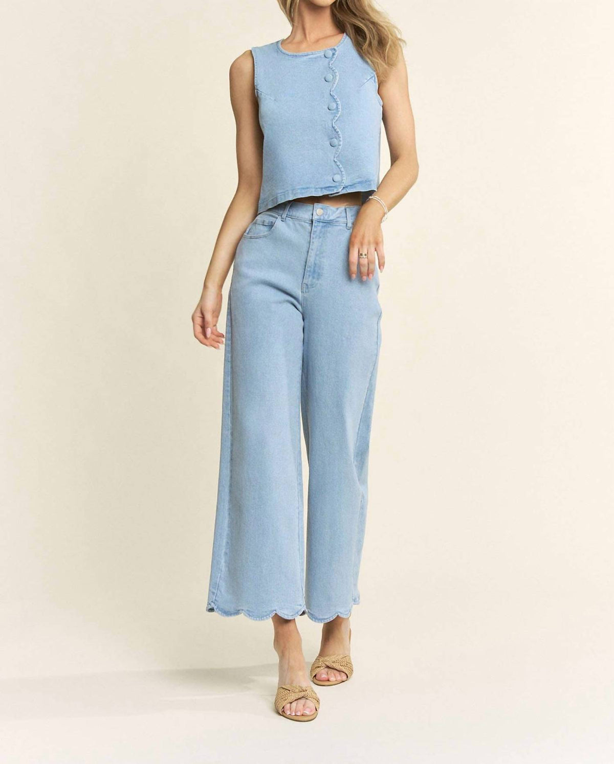 Hersy - Jeri Denim Scalloped Pants