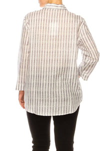 Hester & Orchard - Button Down Long Sleeve Print Top - button - down - shirts - clothing - shirts