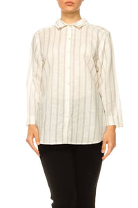 Hester & Orchard - Long Sleeve Button Down Top - blouses - clothing - linen