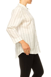 Hester & Orchard - Long Sleeve Button Down Top - blouses - clothing - linen