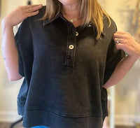 Heyson - Mineral Wash Terry Crop Sweatshirt Top