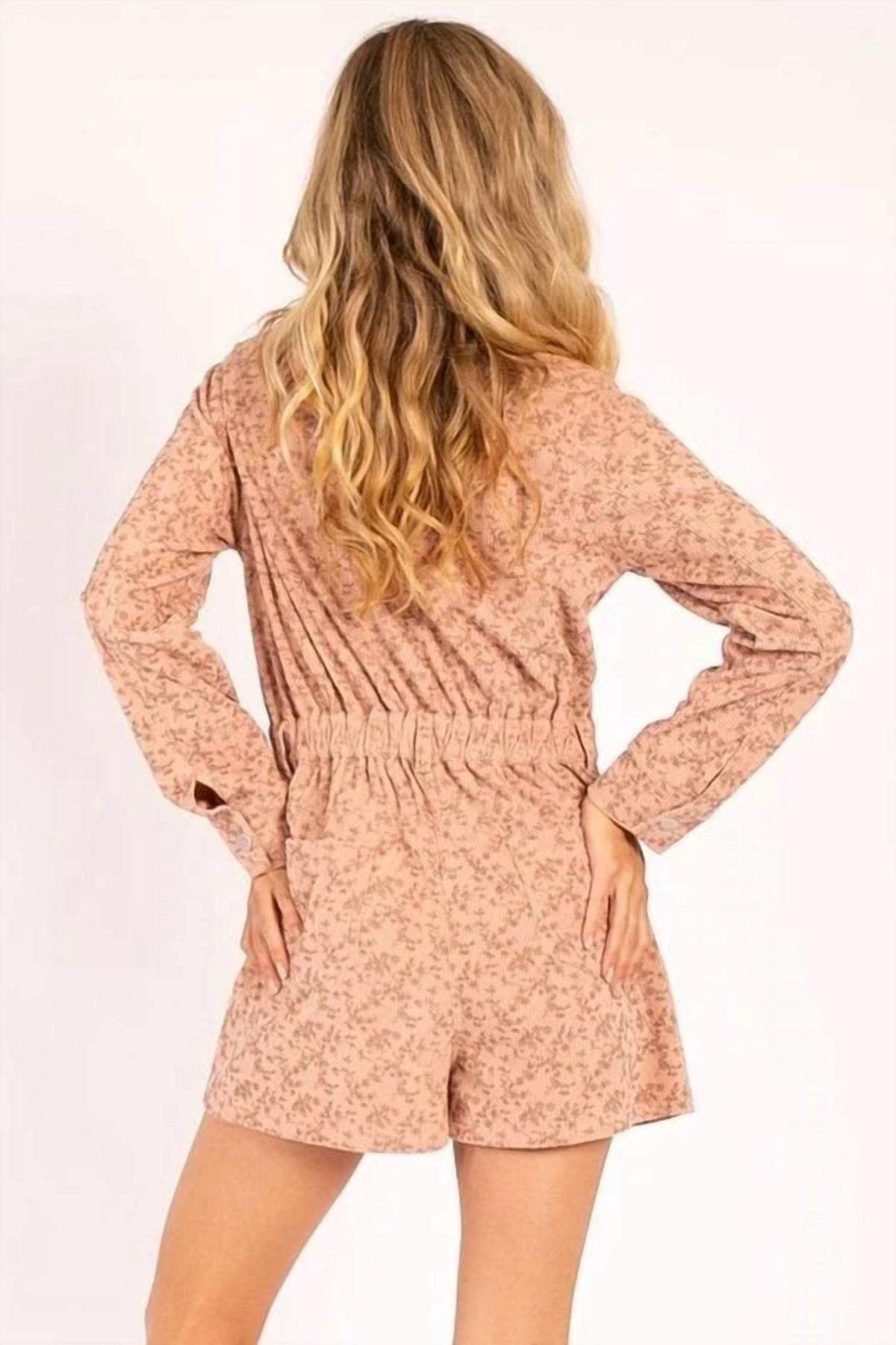 Heyson - Printed Corduroy Button Down Romper