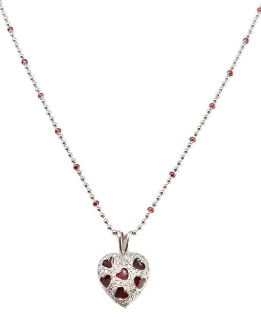 Hidalgo - Women's Enamel Hearts Necklace - jewelry - necklaces - red