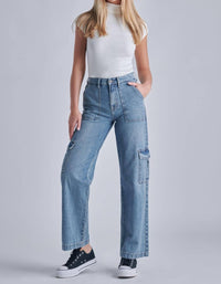 Hidden - Cargo Wide Leg Dad Jean