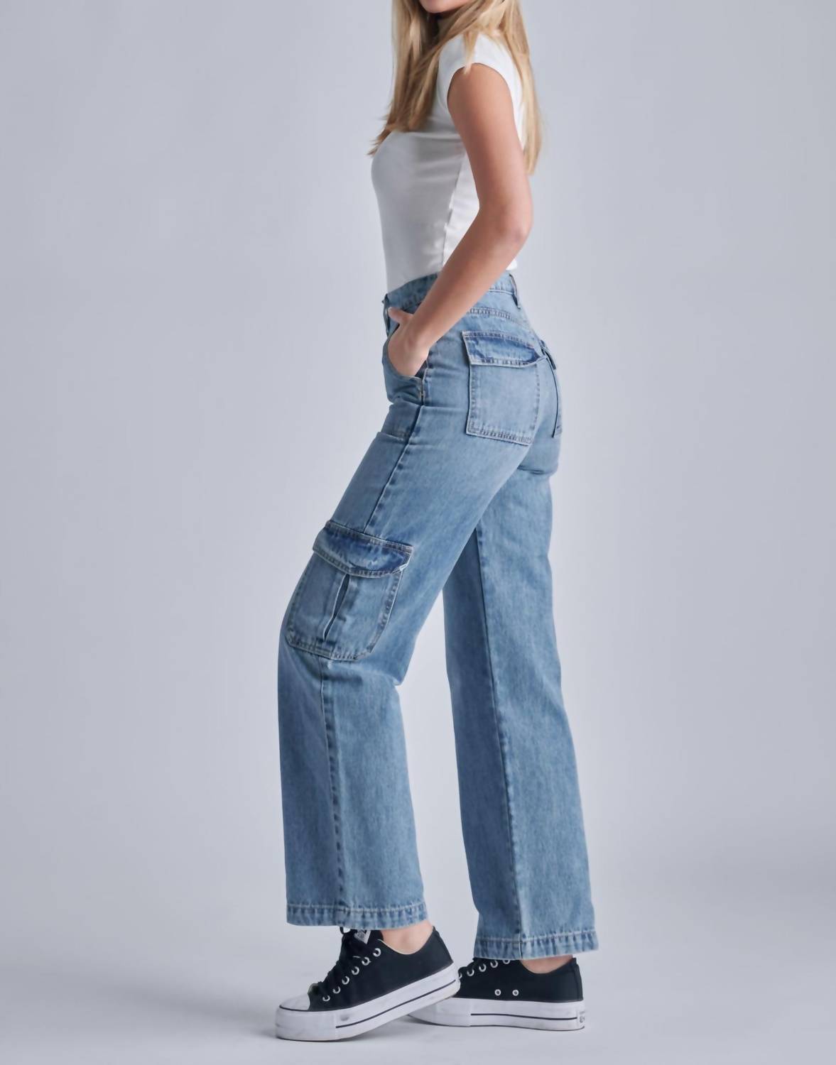 Hidden - Cargo Wide Leg Dad Jean