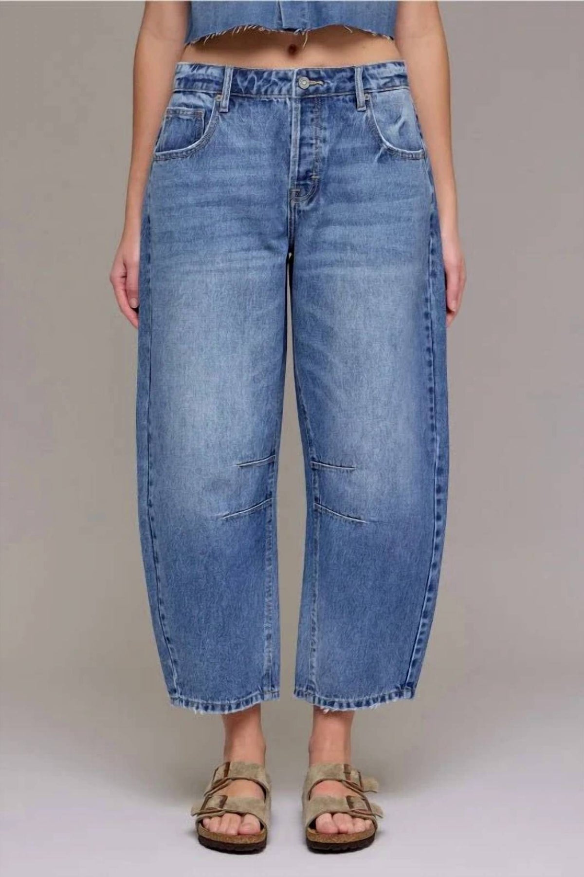 Hidden - Crop Barrel Jeans