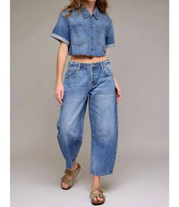 Hidden - Crop Barrel Jeans