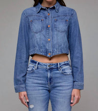 Hidden - Cropped Western Denim Jacket