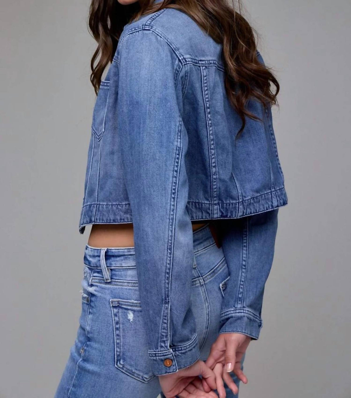 Hidden - Cropped Western Denim Jacket
