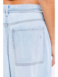 Hidden - Drawstring Utility Pocket Wide Leg Jeans