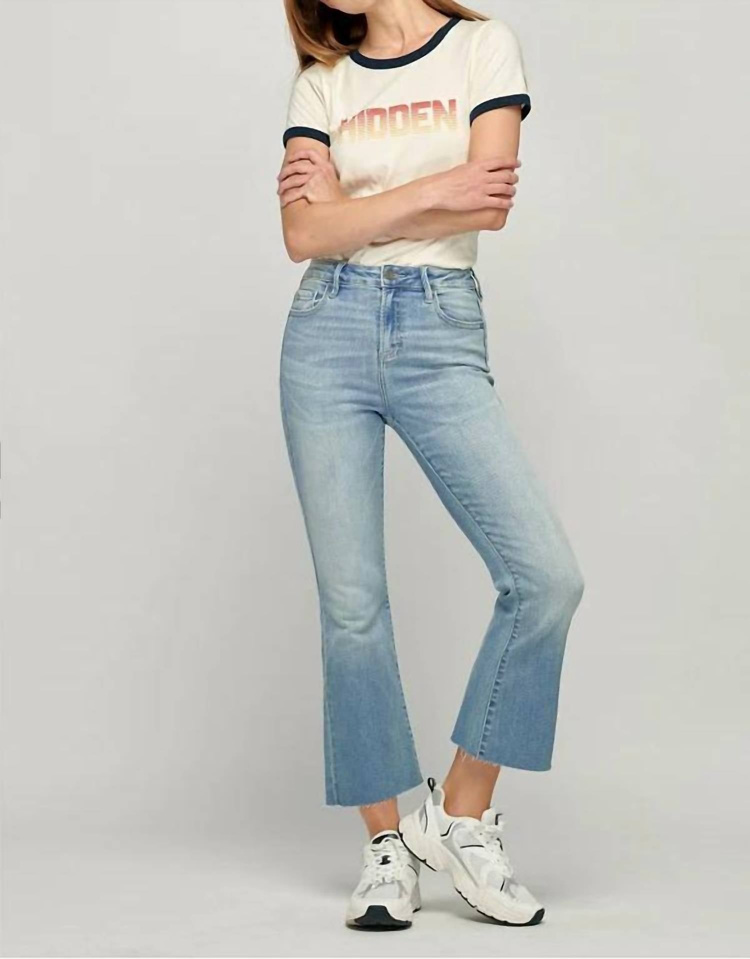 Hidden - Happi Cropped Flare Jeans - blue - clothing - cotton - blend