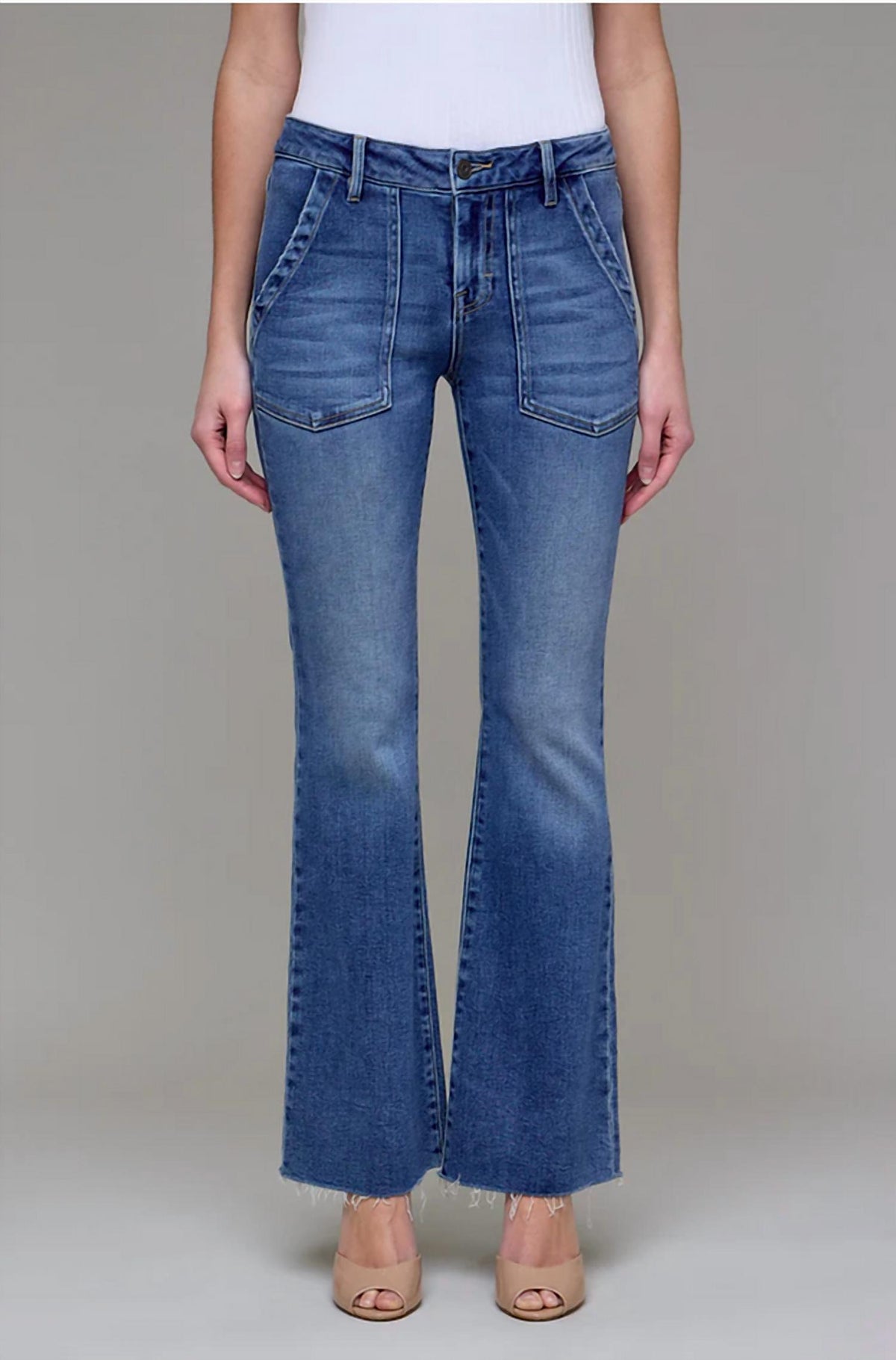 Hidden - Happi Patch Pockets Flare Jeans