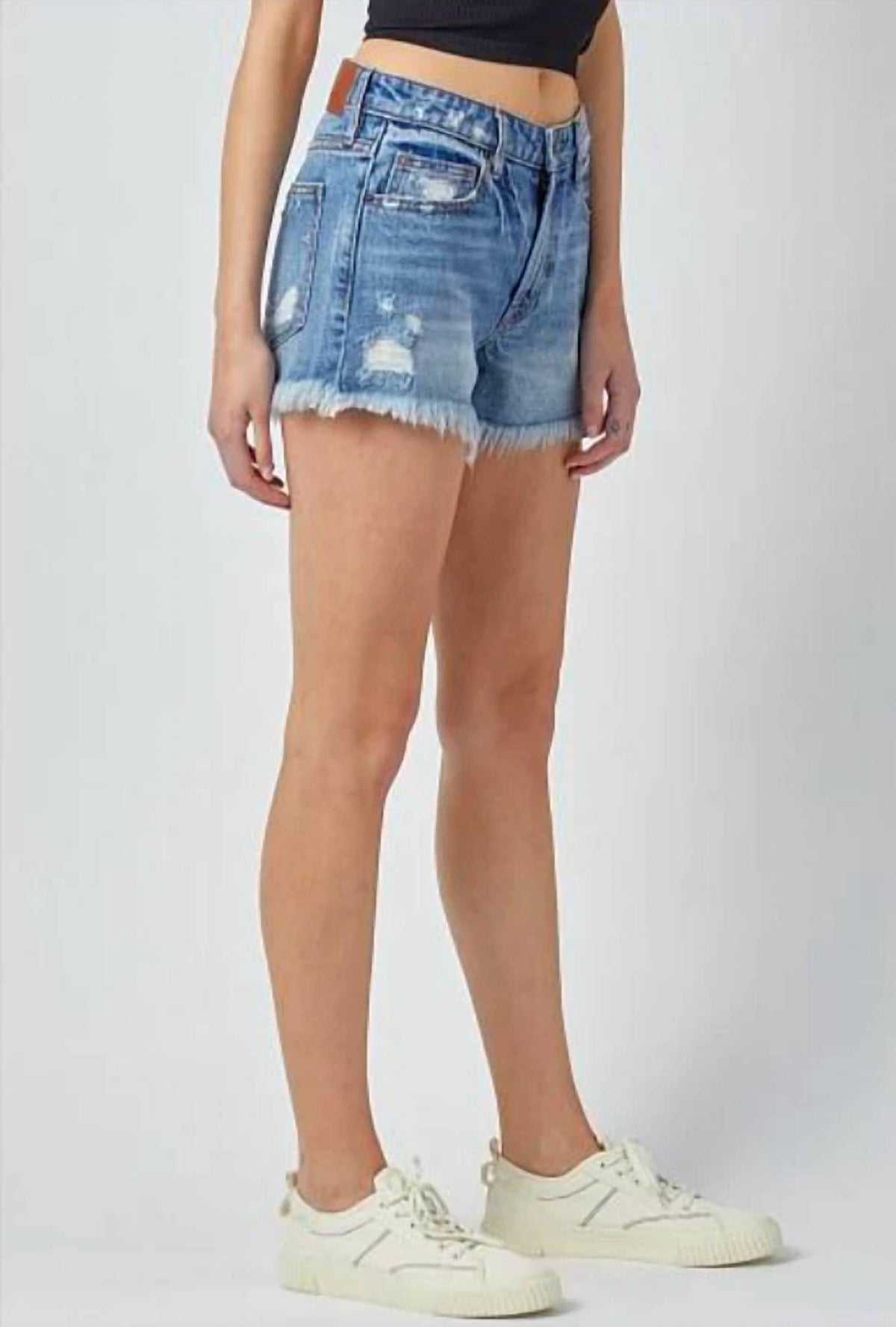Hidden - Kenzie Mid Basic Frayed Jean Shorts
