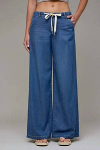 Hidden - Nori Drawstring Wide Leg Denim Trouser