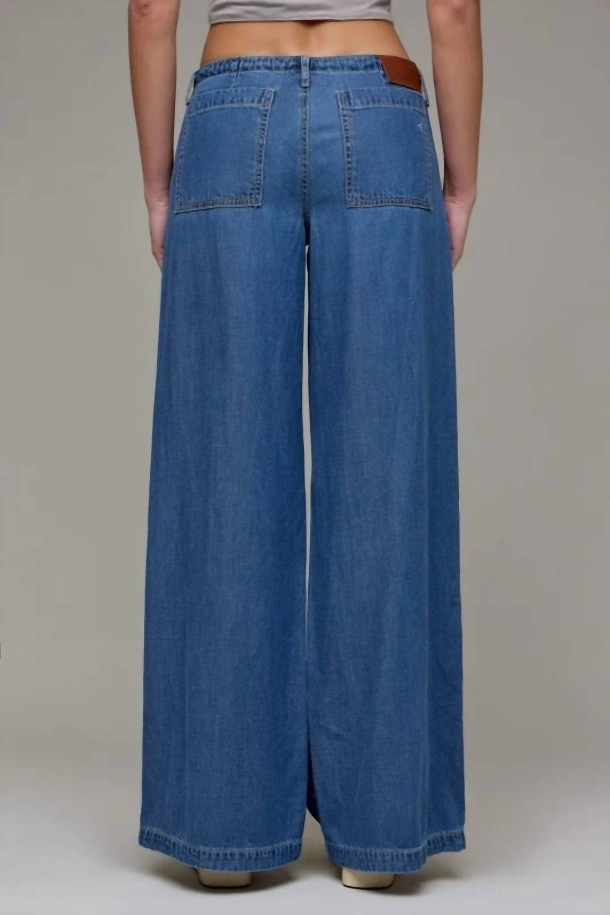 Hidden - Nori Drawstring Wide Leg Denim Trouser