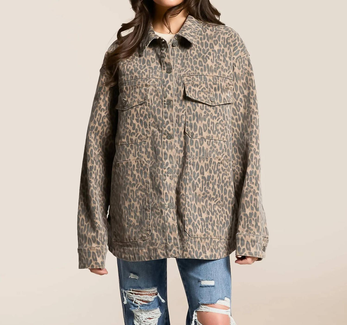 Hidden - Oversized Button Down Shacket