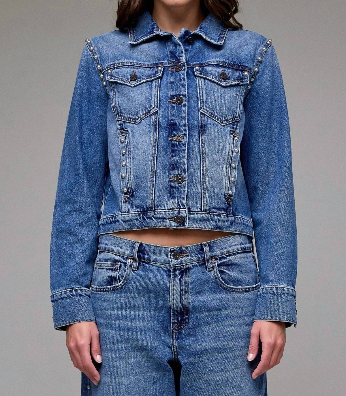 Hidden - Pearl Embellished Trucker Jacket