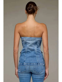 Hidden - Stretch Tuxedo Bustier Top