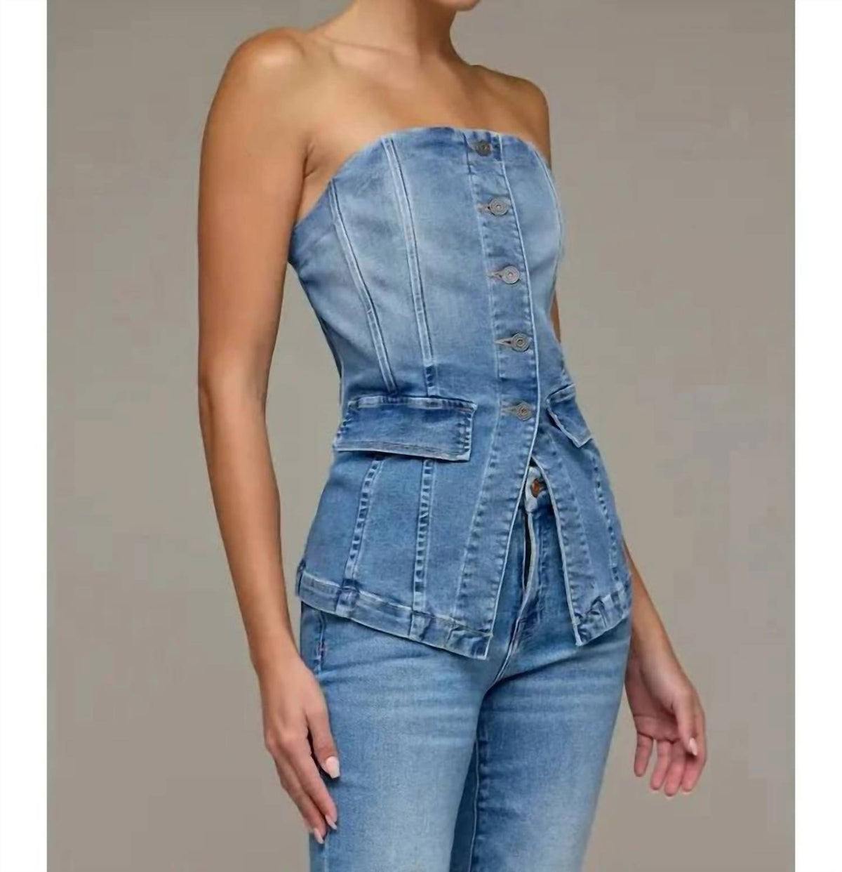 Hidden - Stretch Tuxedo Bustier Top