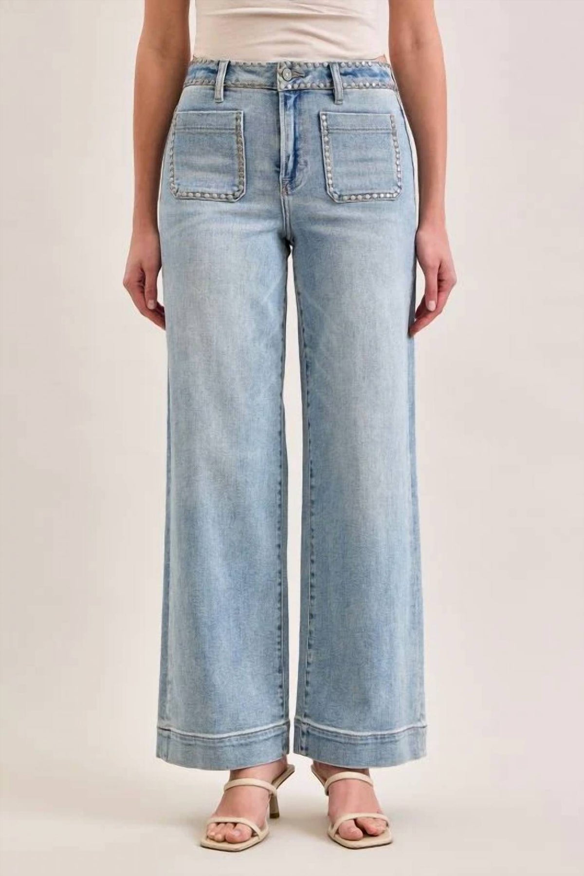 Hidden - Studded Nori Wide Leg Jeans