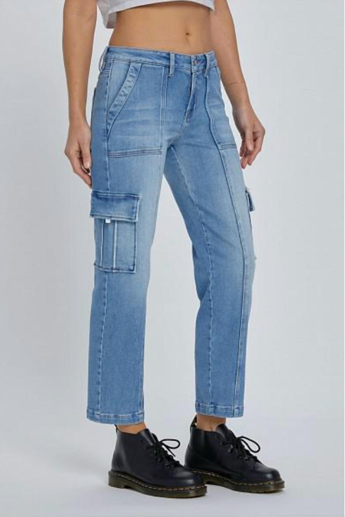 Hidden - Tracy Cargo Pocket Straight Jeans