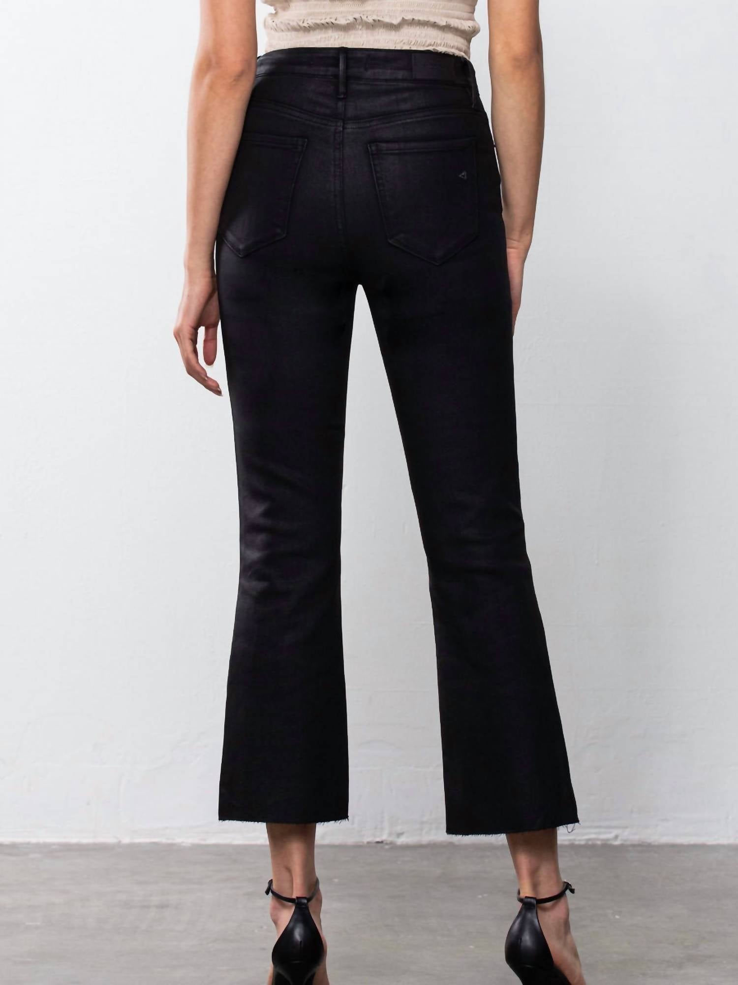 Hidden - Waxed Ankle Cropped Flare - ankle - black - clothing
