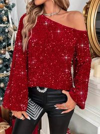 Hiddenbrand - Off The Shoulder Sequin Blouse