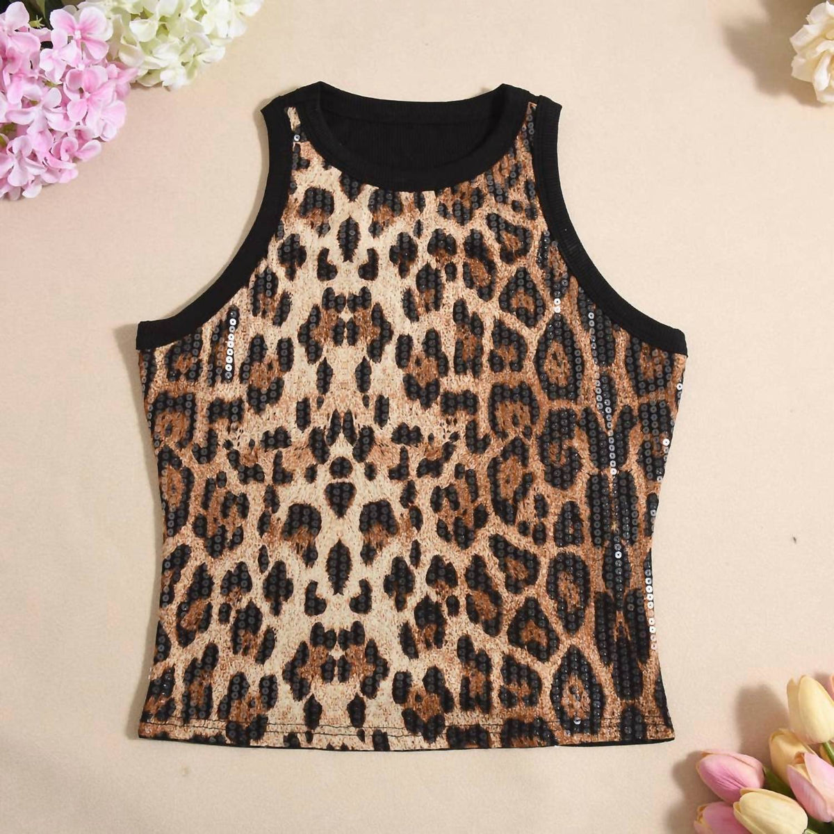 Hiddenbrand - Sequin Crop Tank Top