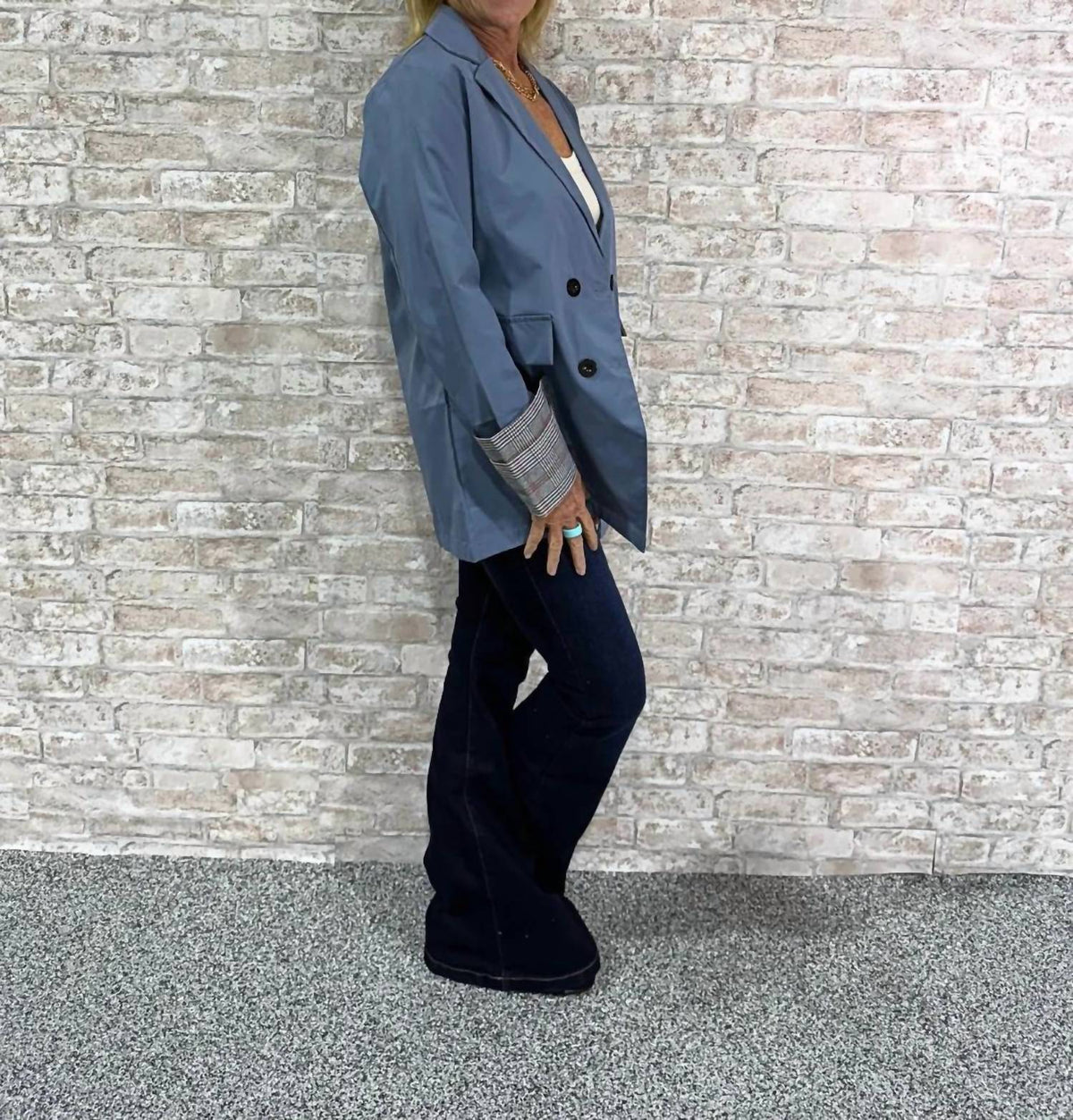 Hiddenbrand - The Clean Cut-structured Blazer With Pattern Cuff